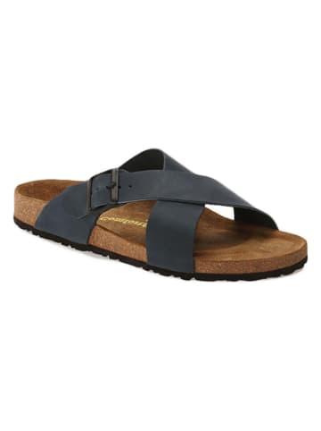 Comfortfusse Leren slippers donkerblauw