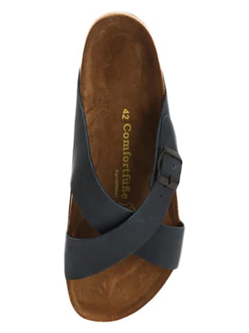 Comfortfusse Leren slippers donkerblauw