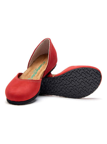 Comfortfusse Leder-Ballerinas in Rot