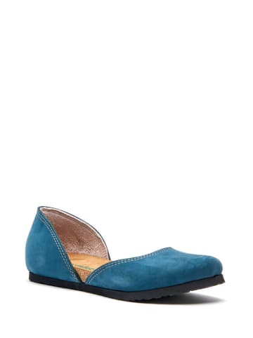 Comfortfusse Leder-Ballerinas in Dunkelblau