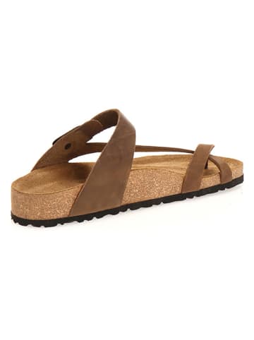 Comfortfusse Skórzane japonki w kolorze jasnobrązowym