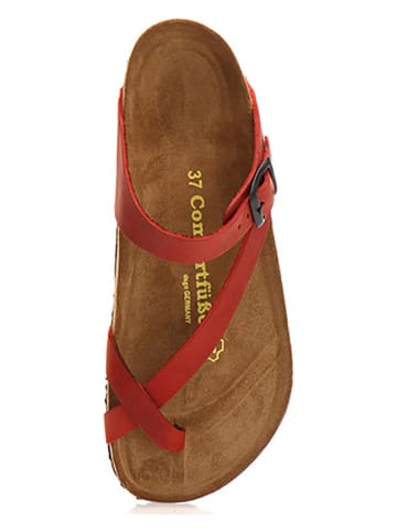 Comfortfusse Leren teenslippers rood