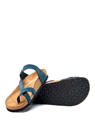 Comfortfusse Leren teenslippers donkerblauw