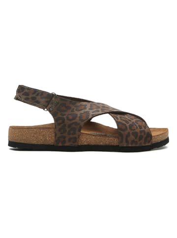 Comfortfusse Leren sandalen bruin/zwart
