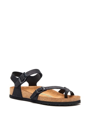 Comfortfusse Leren teensandalen zwart