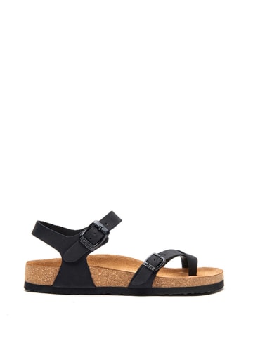 Comfortfusse Leren teensandalen zwart