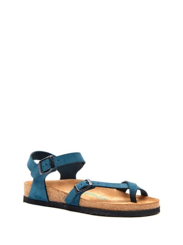 Comfortfusse Leder-Zehensandalen in Dunkelblau