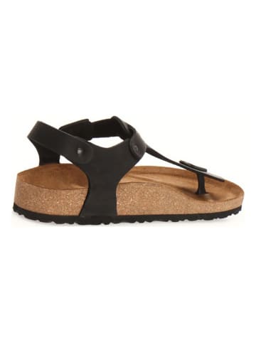 Comfortfusse Leder-Zehensandalen in Schwarz