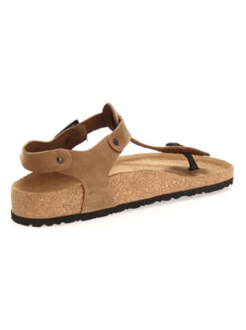 Comfortfusse Leder-Zehentrenner in Sand