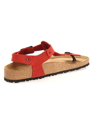 Comfortfusse Leder-Zehensandalen in Rot