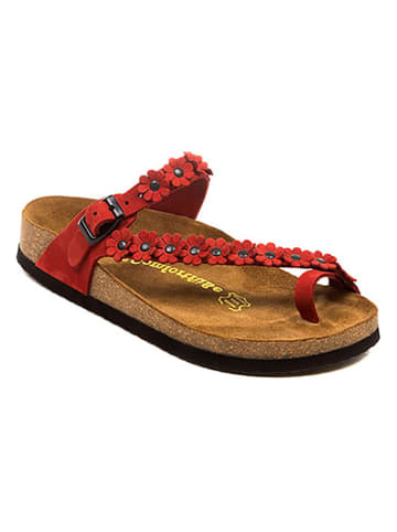 Comfortfusse Leren teenslippers rood