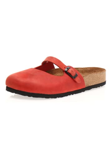 Comfortfusse Leren clogs rood