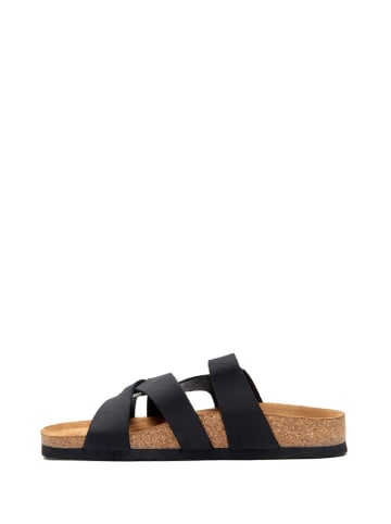 Comfortfusse Leder-Pantoletten in Schwarz