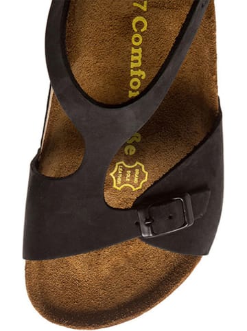 Comfortfusse Leder-Sandalen in Schwarz