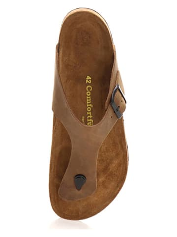 Comfortfusse Leder-Zehentrenner in Sand