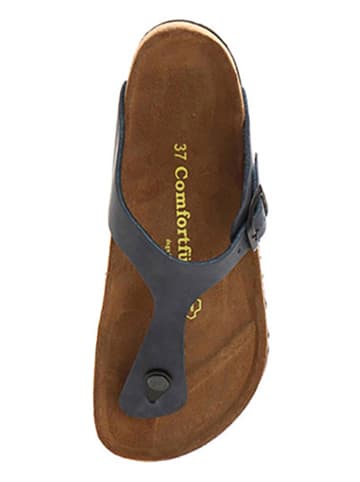 Comfortfusse Leren teenslippers donkerblauw