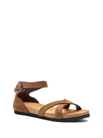 Comfortfusse Leren sandalen zandkleurig