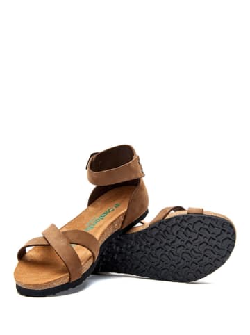Comfortfusse Leren sandalen zandkleurig