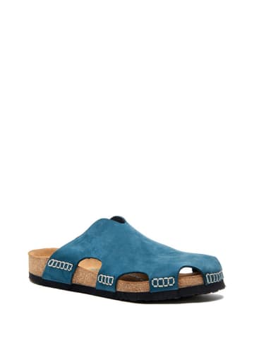 Comfortfusse Leren clogs donkerblauw