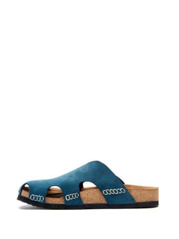 Comfortfusse Leren clogs donkerblauw