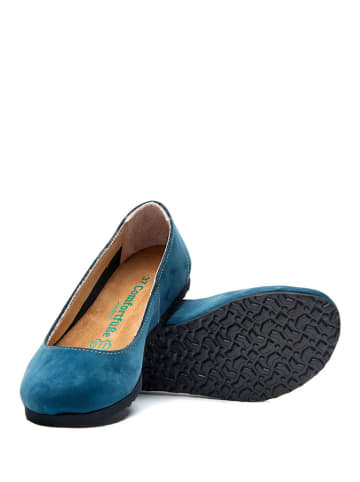 Comfortfusse Leder-Ballerinas in Dunkelblau