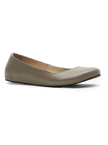 Comfortfusse Leder-Ballerinas in Taupe