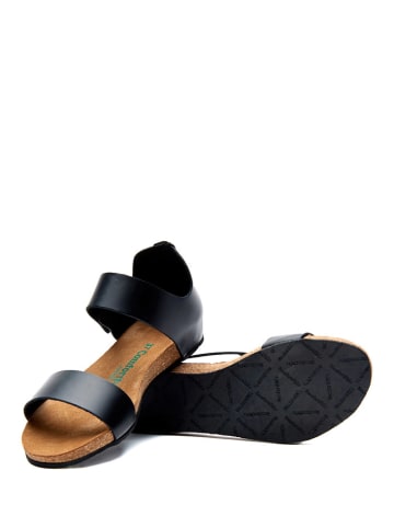 Comfortfusse Leder-Sandalen in Schwarz