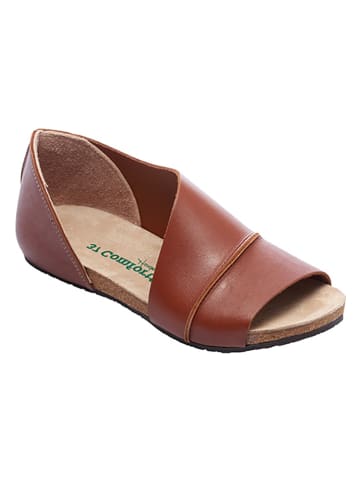 Comfortfusse Leder-Ballerinas in Braun