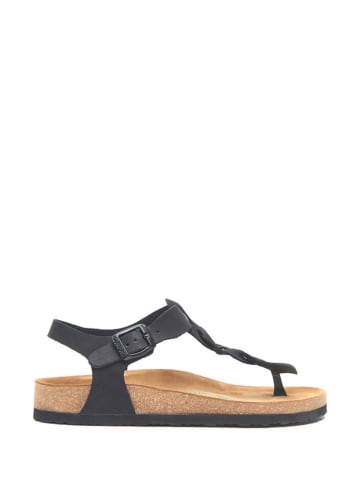 Comfortfusse Leren teensandalen zwart