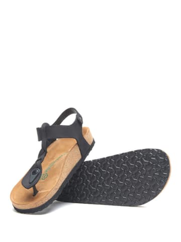 Comfortfusse Leren teensandalen zwart