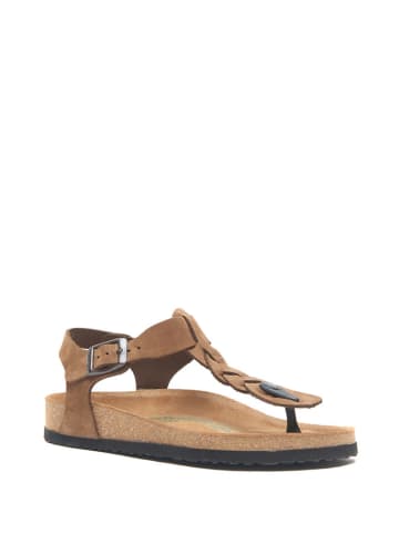 Comfortfusse Leder-Zehensandalen in Hellbraun