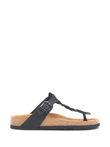 Comfortfusse Leder-Zehentrenner in Schwarz