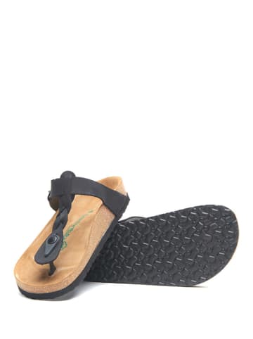 Comfortfusse Leder-Zehentrenner in Schwarz