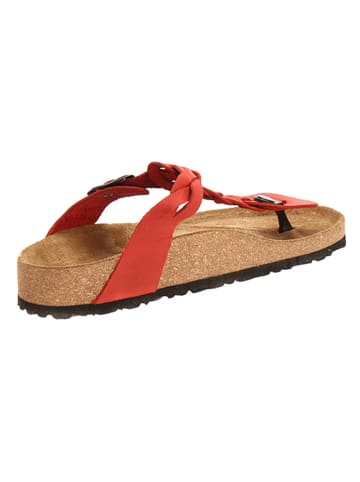 Comfortfusse Leder-Zehentrenner in Rot