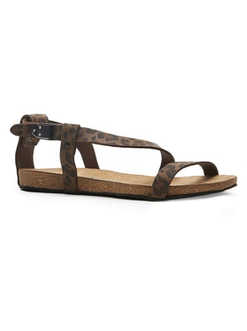 Comfortfusse Leren sandalen bruin/zwart