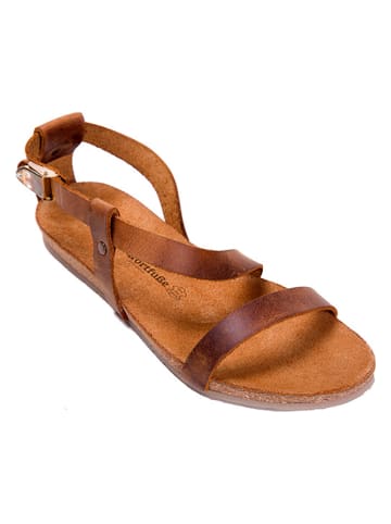 Comfortfusse Leder-Sandalen in Hellbraun