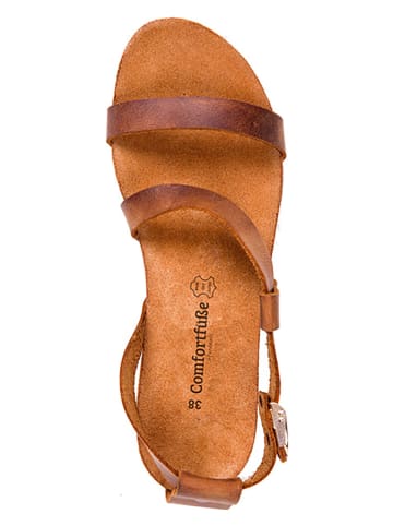 Comfortfusse Leder-Sandalen in Hellbraun