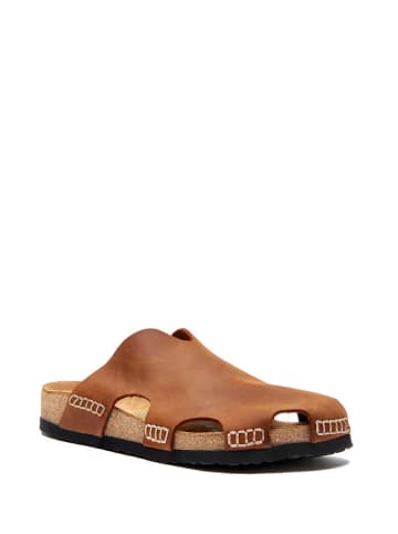 Comfortfusse Leren clogs bruin