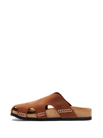 Comfortfusse Leder-Clogs in Braun