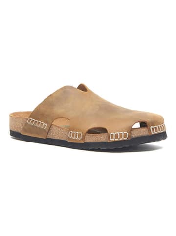 Comfortfusse Leren clogs lichtbruin