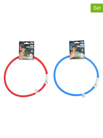 Edco 2-delige set: ledhondenhalsbanden rood/blauw - (verrassingsproduct)