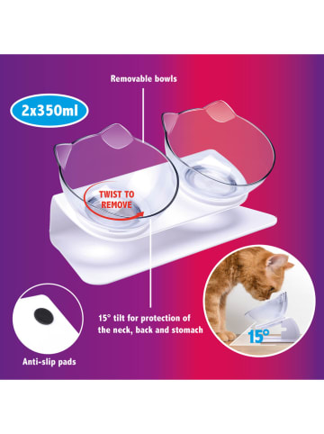 Edco Kattenvoerbakken wit - 2x 350 ml