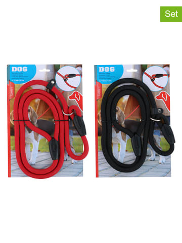Edco 2-delige set: hondenlijnen rood/zwart - (L)150 cm - (verrassingsproduct)