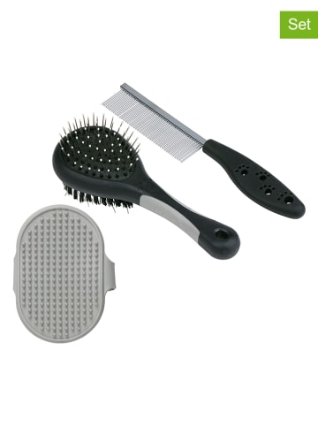 Edco 3-delige vachtverzorgingsset grijs