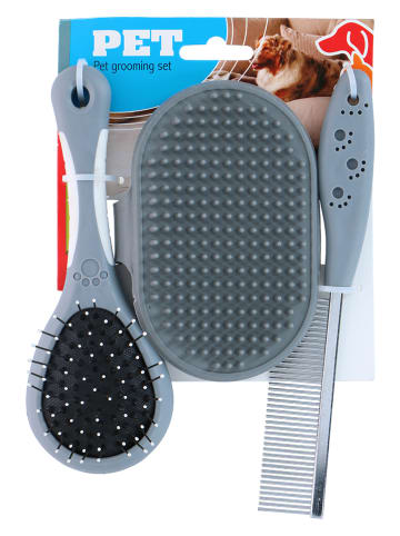 Edco 3-delige vachtverzorgingsset grijs