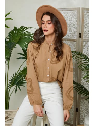 Lin Passion Leinen-Bluse in Hellbraun