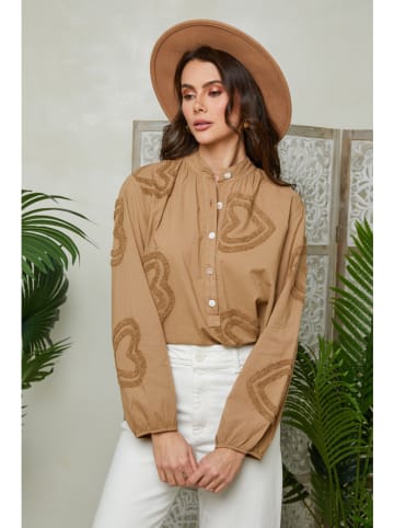 Lin Passion Linnen blouse lichtbruin