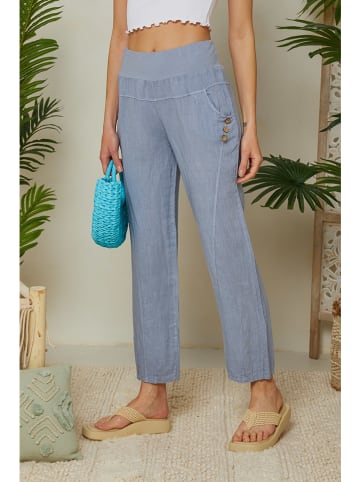 Lin Passion Lniane spodnie w kolorze niebieskoszarym