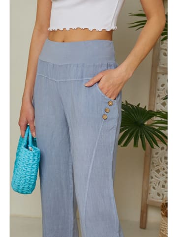 Lin Passion Lniane spodnie w kolorze niebieskoszarym