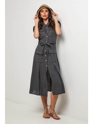Lin Passion Leinen-Kleid in Anthrazit